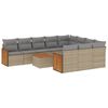 vidaXL 11 Piece Garden Sofa Set with Cushions Beige Poly Rattan