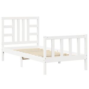 vidaXL Bed Frame | White | Solid pinewood | Single | Durable | Bed Frame