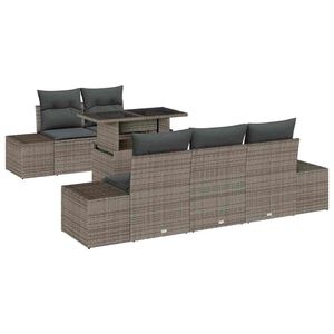 vidaXL Garden Sofa Set 6 pcs Grey Poly Rattan, Powder-Coated Steel
