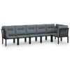 vidaXL 6 Piece Garden Lounge Set Black and Grey Poly Rattan