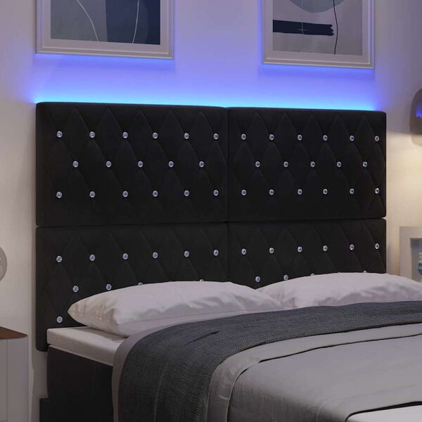vidaXL LED Headboard with LED Strip Lights Black 144 cm Polyester
