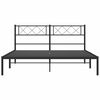 vidaXL Metal Bed Frame without Mattress with Headboard Black 135x190cm