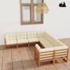 vidaXL 8 Piece Garden Lounge Set & Cushions Honey Brown Solid Pinewood