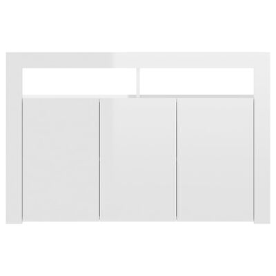 vidaXL Sideboard with LED Lights High Gloss White 115.5x30x75 cm