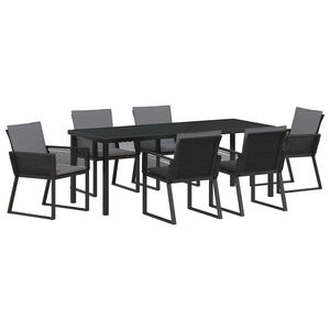 vidaXL Garden Dining Set 7 pcs Black Powder-Coated Steel