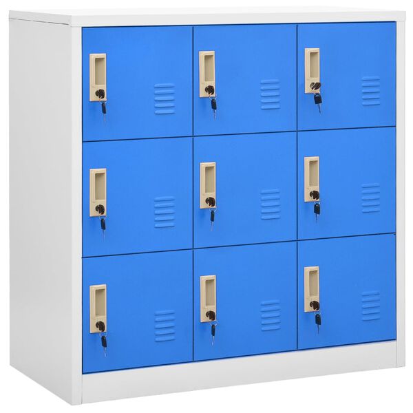 vidaXL Locker Cabinets 2 pcs Light Grey and Blue 90x45x92.5 cm Steel