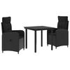 vidaXL Garden Dining Set 3 pcs Black Poly Rattan