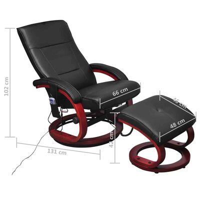 vidaXL TV Massage Chair with Footstool Black Faux Leather