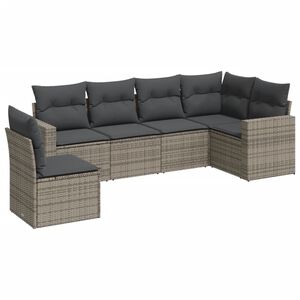 vidaXL 6 Piece Garden Sofa Set with Cushions Grey Poly Rattan
