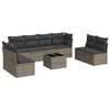 vidaXL 9 Piece Garden Sofa Set with Cushions Grey Poly Rattan