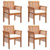 vidaXL Garden Dining Chairs with Cushions 4 pcs Solid Wood Acacia