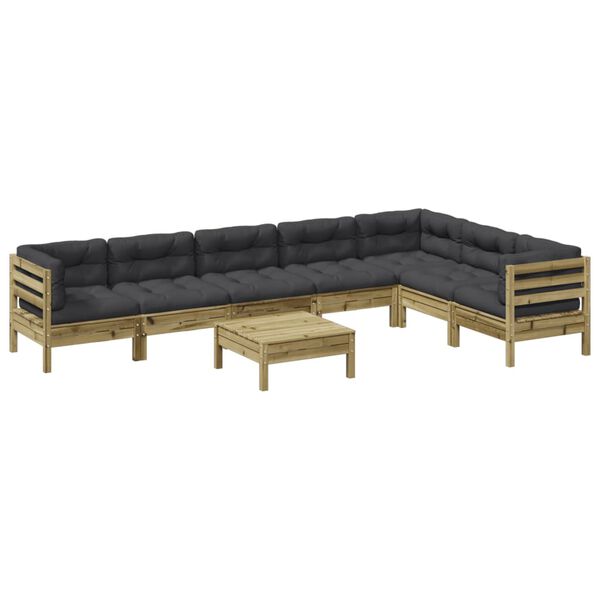 vidaXL 8 Piece Garden Sofa Set with Cushions Impregnated Wood Pine