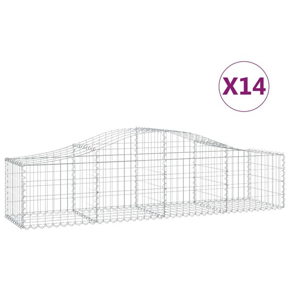 vidaXL Arched Gabion Baskets 14 pcs 200x50x40/60 cm Galvanised Iron