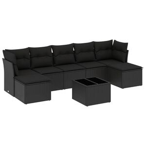 vidaXL 8 Piece Garden Sofa Set with Cushions Black Poly Rattan