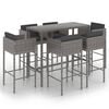 vidaXL 7 Piece Garden Bar Set with Cushions Poly Rattan Grey