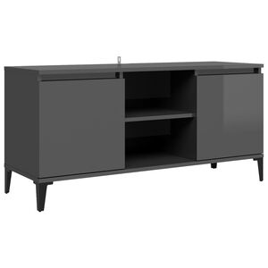 vidaXL TV Cabinet | High gloss grey | Engineered wood, metal | Medium