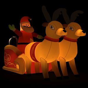 vidaXL Christmas Inflatable Santa and Reindeer Decoration LED 130 cm