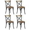 vidaXL Cross Chair | Set of 4 | Multicolour | Solid mango wood, Steel | Standard