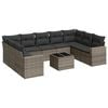 vidaXL 10 Piece Garden Sofa Set with Cushions Grey Poly Rattan