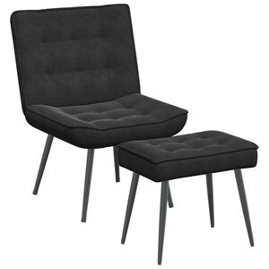 vidaXL Relaxing Chair with Stool Black Velvet