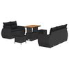 vidaXL Garden Sofa Set 8 pcs Black Poly Rattan