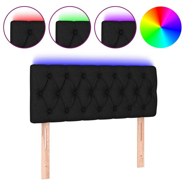 vidaXL LED Headboard Black 100 cm Fabric
