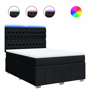 vidaXL Box Spring Bed with Mattress Black Double Fabric