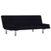 vidaXL Sofa Bed with Two Pillows Black Polyester