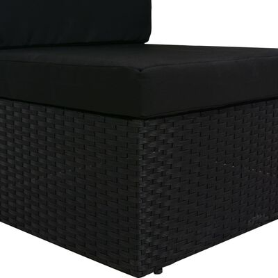 vidaXL Sectional Sofa 3-Seater Poly Rattan Black