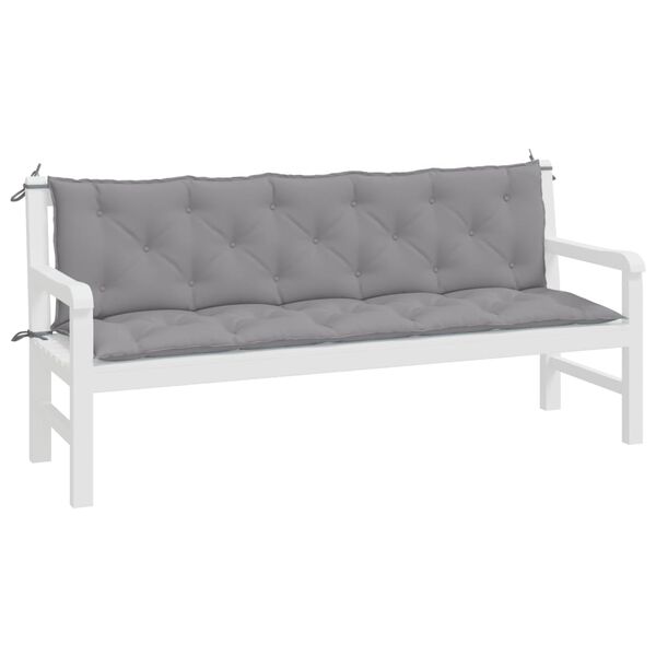 vidaXL Garden Bench Cushions 2pcs Grey 180x50x7cm Oxford Fabric
