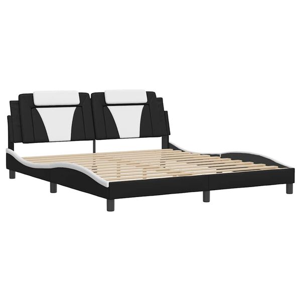 vidaXL Bed Frame "Viana" without Mattress Black and White 180x200 cm King Faux Leather