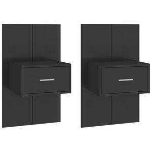 vidaXL Wall-mounted Bedside Cabinets 2 pcs Black