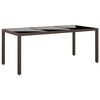 vidaXL Garden Table 190x90x75 cm Tempered Glass and Poly Rattan Brown