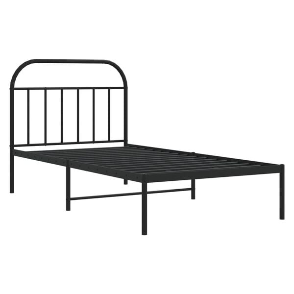 vidaXL Metal Bed Frame without Mattress with Headboard Black 107x203cm