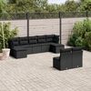 vidaXL 9 Piece Garden Sofa Set with Cushions Black Poly Rattan