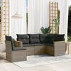 vidaXL 5 Piece Garden Sofa Set with Cushions Grey Poly Rattan