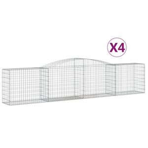 vidaXL Arched Gabion Baskets 4 pcs 400x50x80/100 cm Galvanised Iron