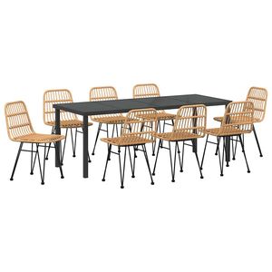 vidaXL Garden Dining Set 9 pcs Brown Powder-Coated Steel