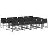 vidaXL 13 Piece Garden Dining Set with Cushions Black Poly Rattan