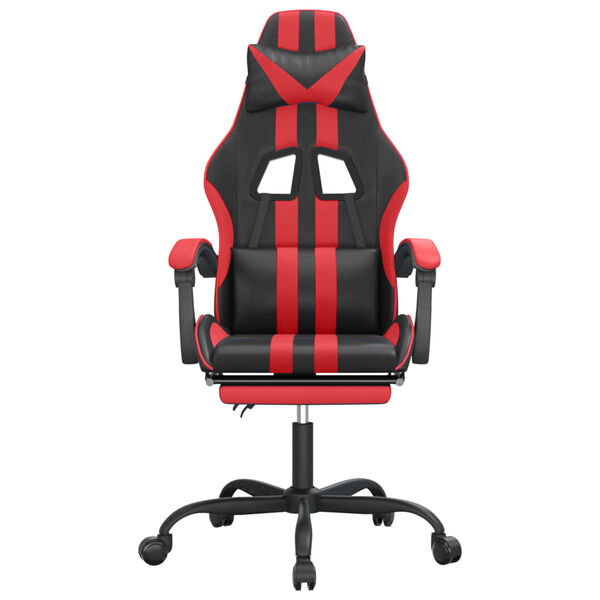 vidaXL Swivel Gaming Chair with Footrest Black&Red Faux Leather