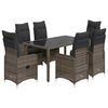 vidaXL 5 Piece Garden Bistro Set with Cushions Grey Poly Rattan