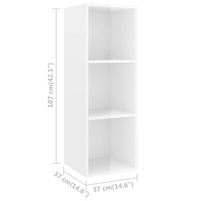 vidaXL 3 Piece TV Cabinet Set High Gloss White Engineered Wood
