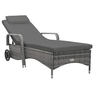vidaXL Sun Lounger with Wheels Poly Rattan Anthracite