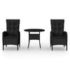 vidaXL 3 Piece Garden Bistro Set Poly Rattan Black