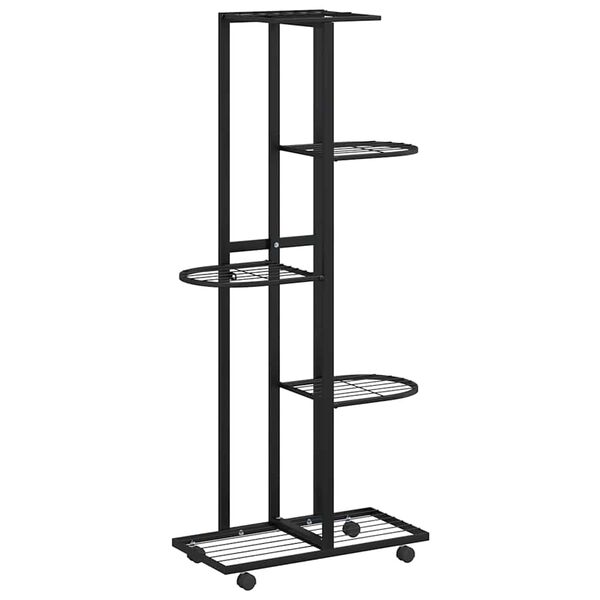 vidaXL 5-Floor Flower Stand with Wheels 44x23x100 cm Black Iron