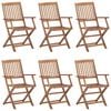 vidaXL Folding Garden Chairs 6 pcs with Cushions Solid Acacia Wood