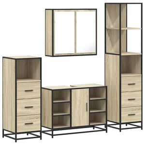 vidaXL 4 Piece Bathroom Furniture Set Sonoma Oak Engineered Wood