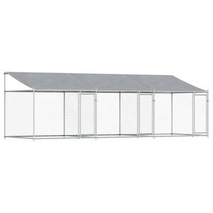 vidaXL Dog Cage with Roof and Doors Grey 6x2x2 m Galvanised Steel