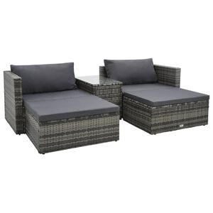 vidaXL 5 Piece Garden Lounge Set with Cushions Poly Rattan Grey