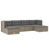 vidaXL 6 Piece Garden Lounge Set with Cushions Grey Poly Rattan